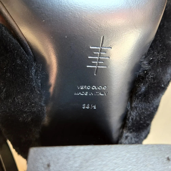 NWOT Alumnae Made in Italy rabbit fur x slide heel slippers - Picture 7 of 7